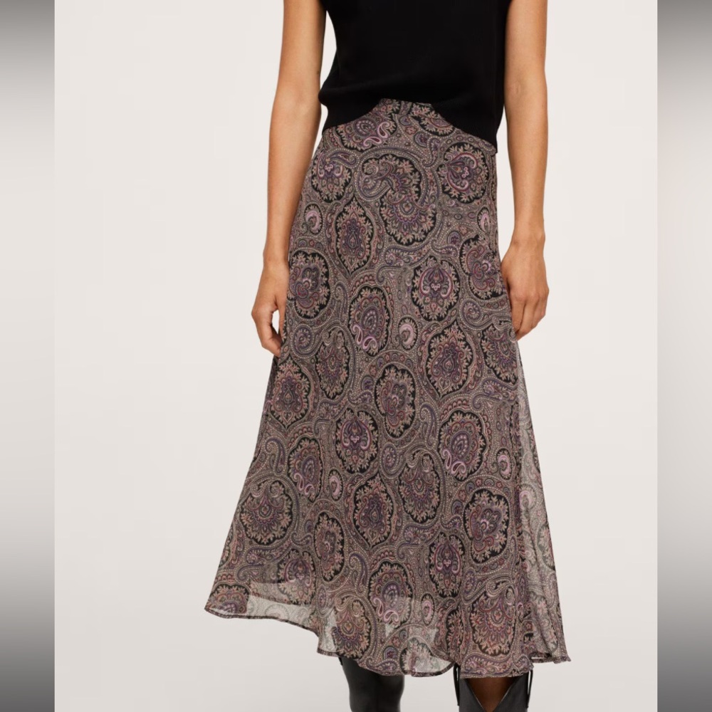 MANGO FLUID MIDI SKIRT WOMENS